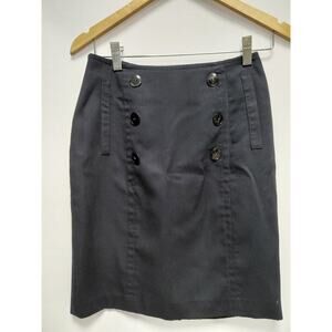 Vintage michele Made in USA Button Skirt Black Solid Women Size 4